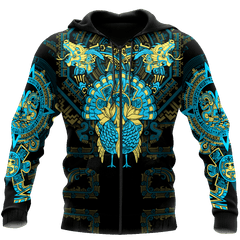 Aztec Mayan Aztec Turkey Thanksgiving Turquoise Blue 3d All Over Printed Shirt Am Style - Amaze Style™