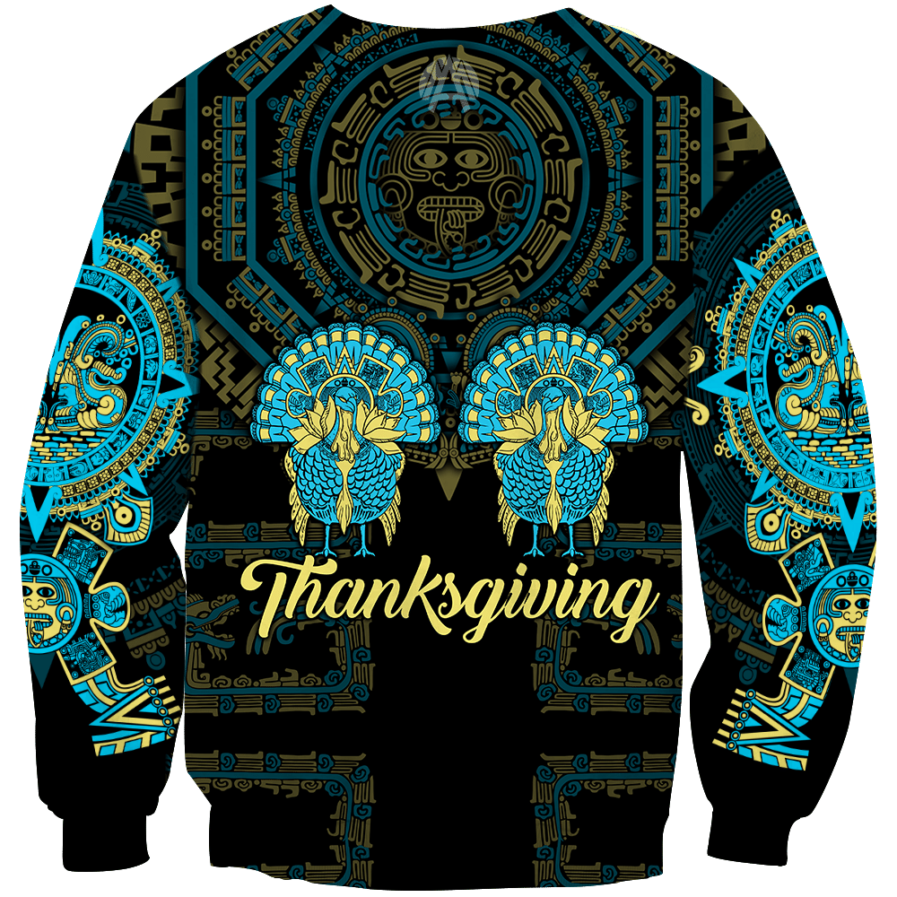 Aztec Mayan Aztec Turkey Thanksgiving Turquoise Blue 3d All Over Printed Shirt Am Style - Amaze Style™