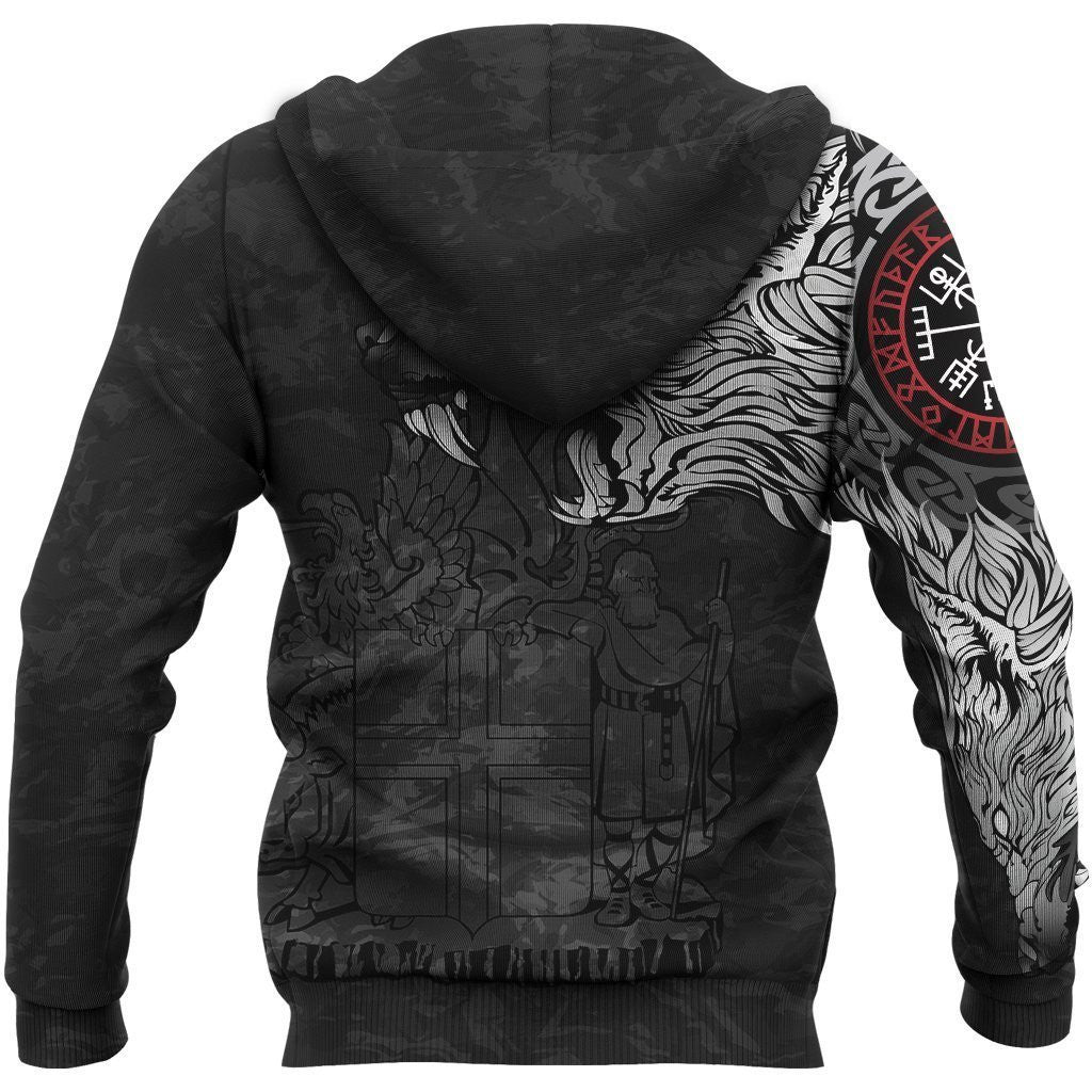 Iceland Hoodie Fenrir Wolf and Vegvisir - Amaze Style™-Apparel