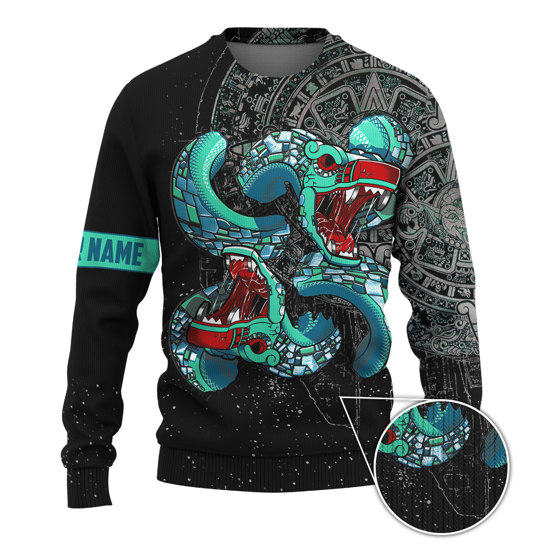 Aztec Double Quetzalcoatl Maya Aztec Calendar Customized 3D All Over Printed Hoodie