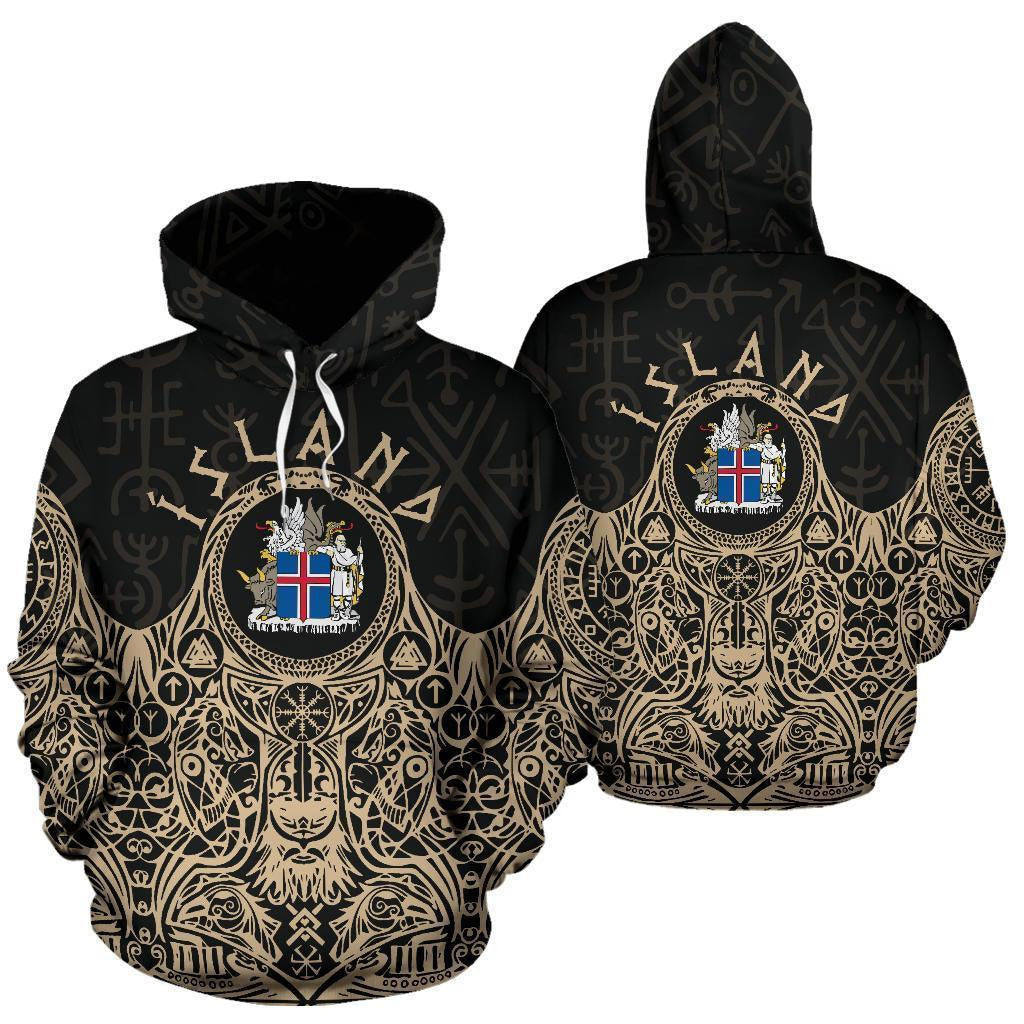 Iceland Vikings Coat of Arms Hoodie Golden - Amaze Style™-Apparel