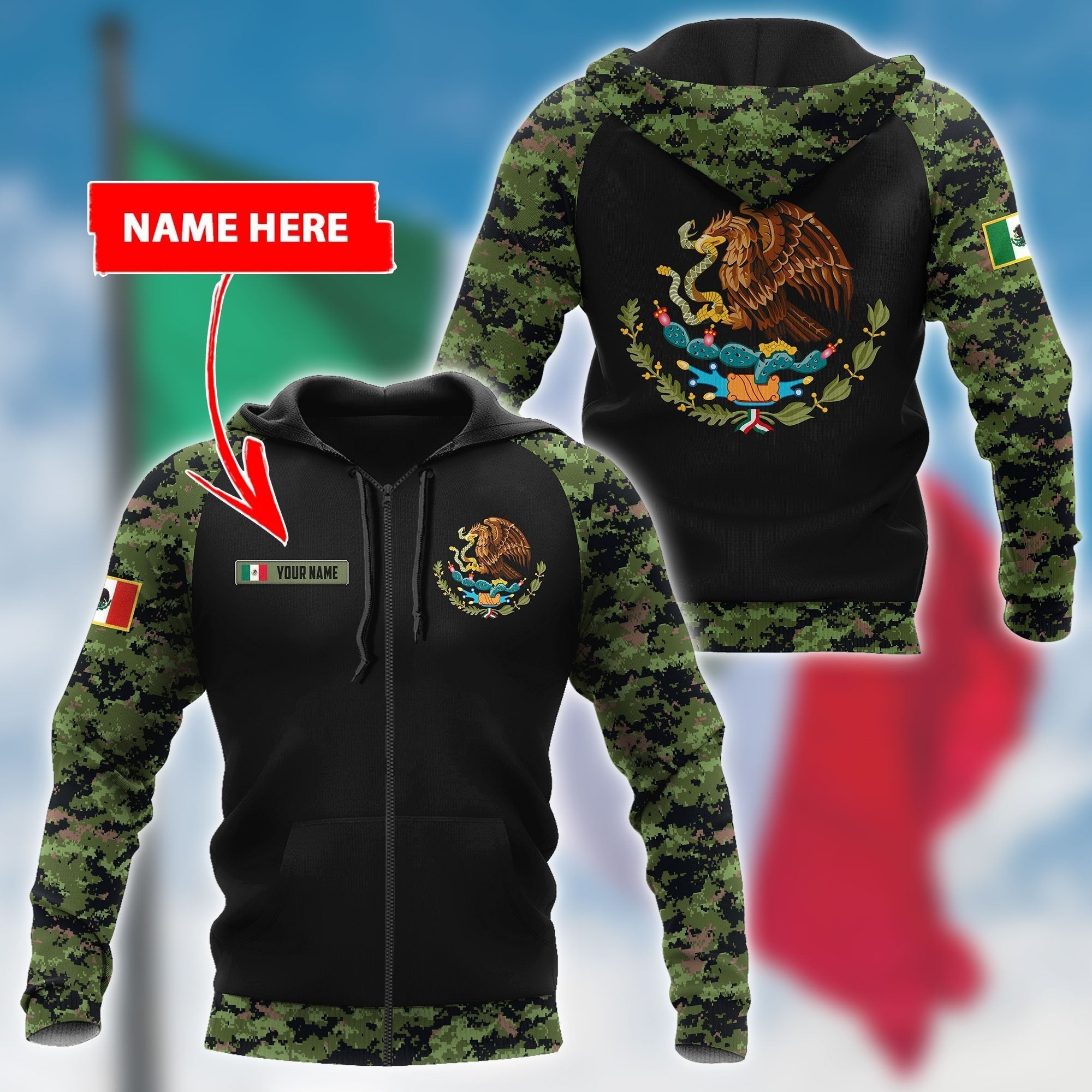 Mexico Coat Of Arms 3D All Over Printed Hoodie - Amaze Style™