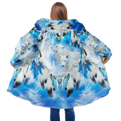 Native White Wolf Hooded Coat MP890 - Amaze Style™-Apparel