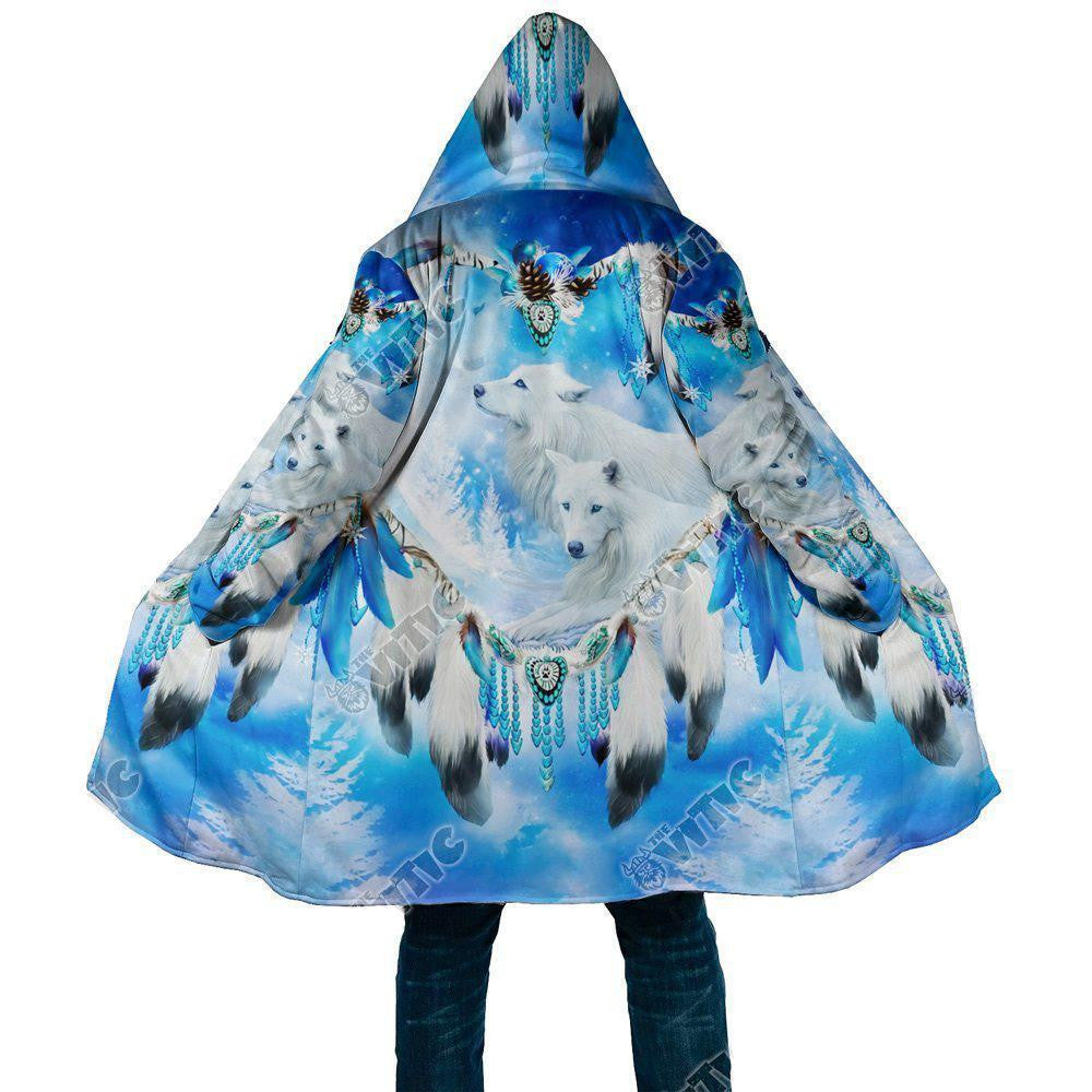 Native White Wolf Hooded Coat MP890 - Amaze Style™-Apparel