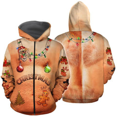 3D All Over Printed Hairy Chest and Tattoos Ugly Christmas Sweater Shirts and Shorts - Amaze Style�?�