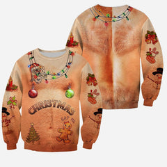 3D All Over Printed Hairy Chest and Tattoos Ugly Christmas Sweater Shirts and Shorts - Amaze Style�?�