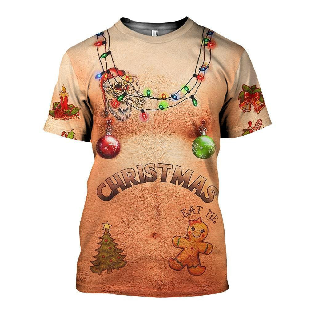 3D All Over Printed Hairy Chest and Tattoos Ugly Christmas Sweater Shirts and Shorts - Amaze Style�?�