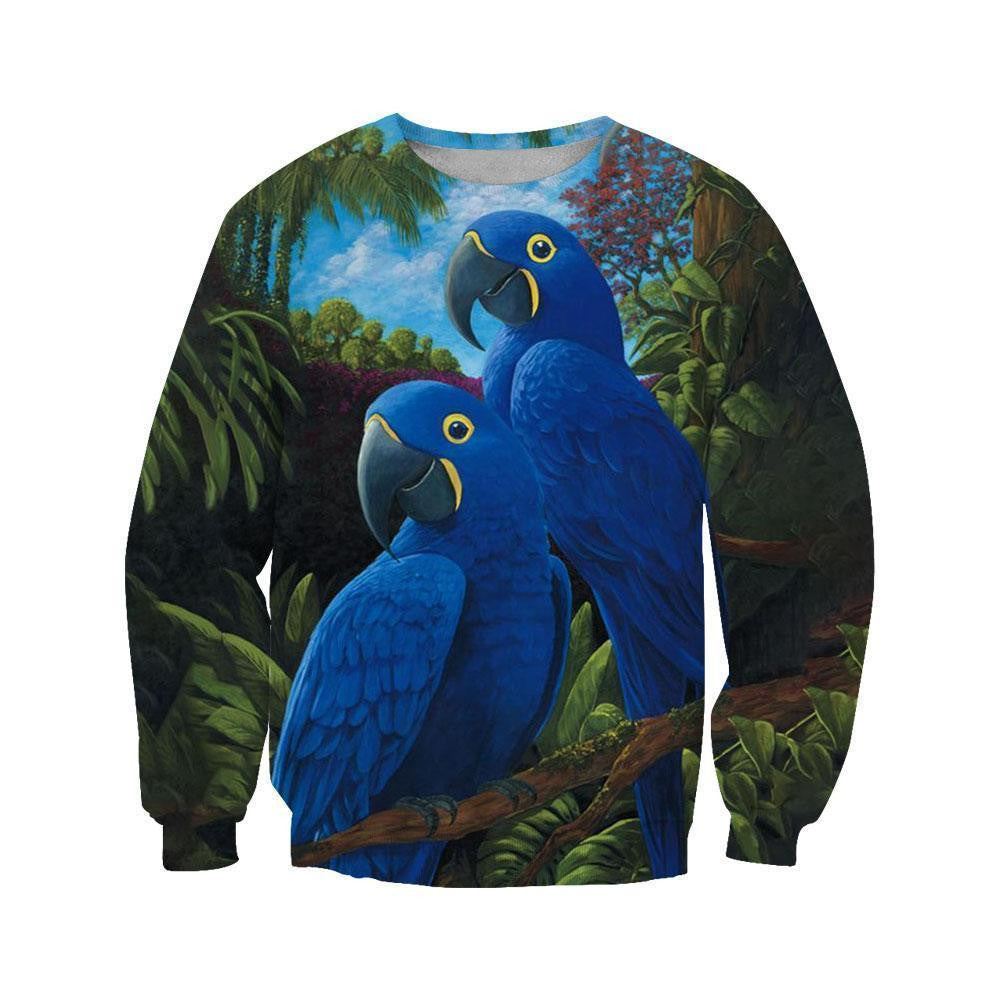 3D All Over Print Blue Parrot Love Hoodie - Amaze Style�?�