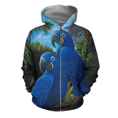 3D All Over Print Blue Parrot Love Hoodie - Amaze Style�?�