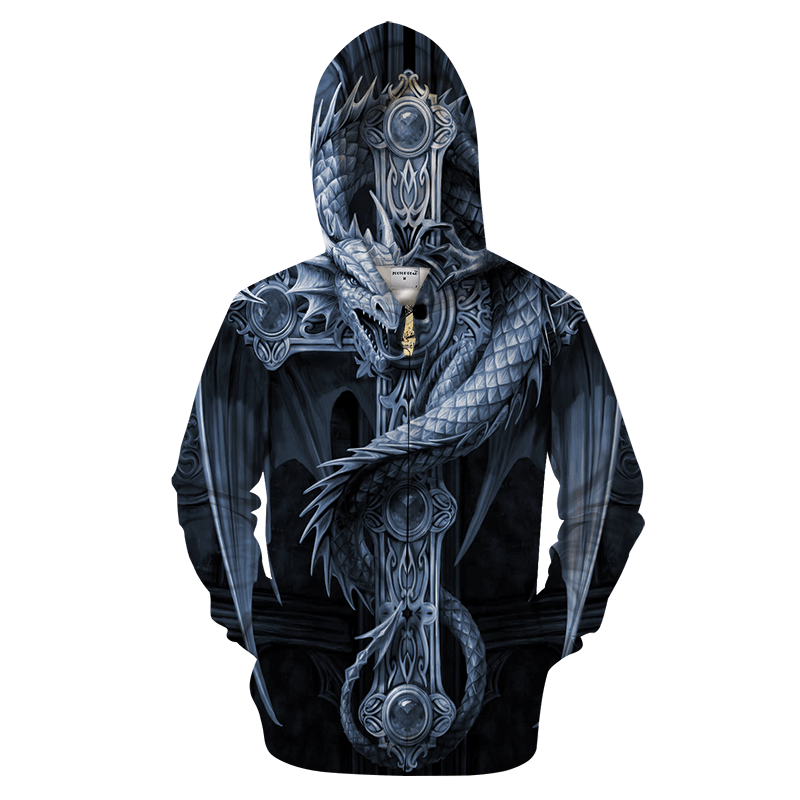 3D All Over Print Grey Dragon Hoodie - Amaze Style�?�