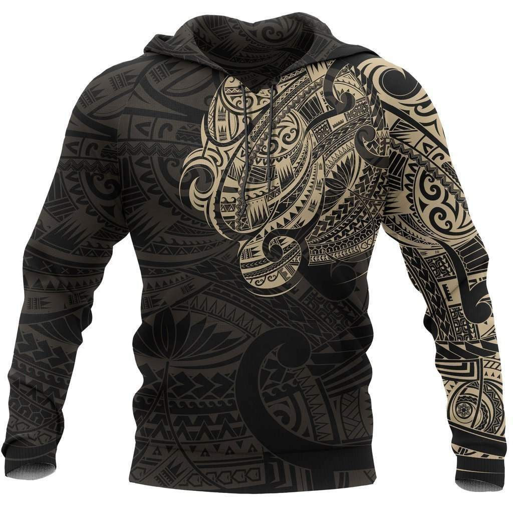 Maori Tattoo Style All Over Hoodie Golden Version HC1206 - Amaze Style�?�-Apparel