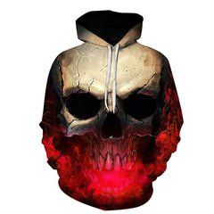 3D Effect Skull Print Pullover Hoodie Red HC0605 - Amaze Style�?�