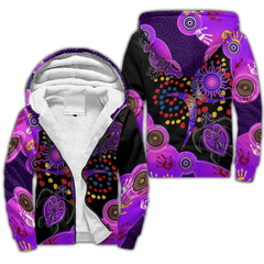 Aboriginal Naidoc Week 2021 Best Purple Turtle Lizard 3D Fleece Zip-up Hoodie - Amaze Style�?�