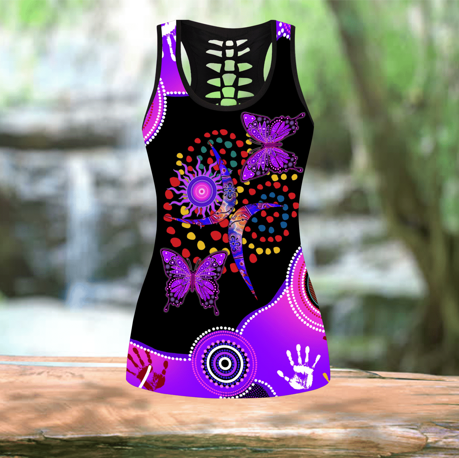 Aboriginal Naidoc Week 2021 Purple Butterflies Combo Legging Tank - Amaze Style�?�