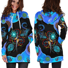 Aboriginal Naidoc Week 2021 Blue Turtle Lizard Hoodie Dress - Amaze Style�?�