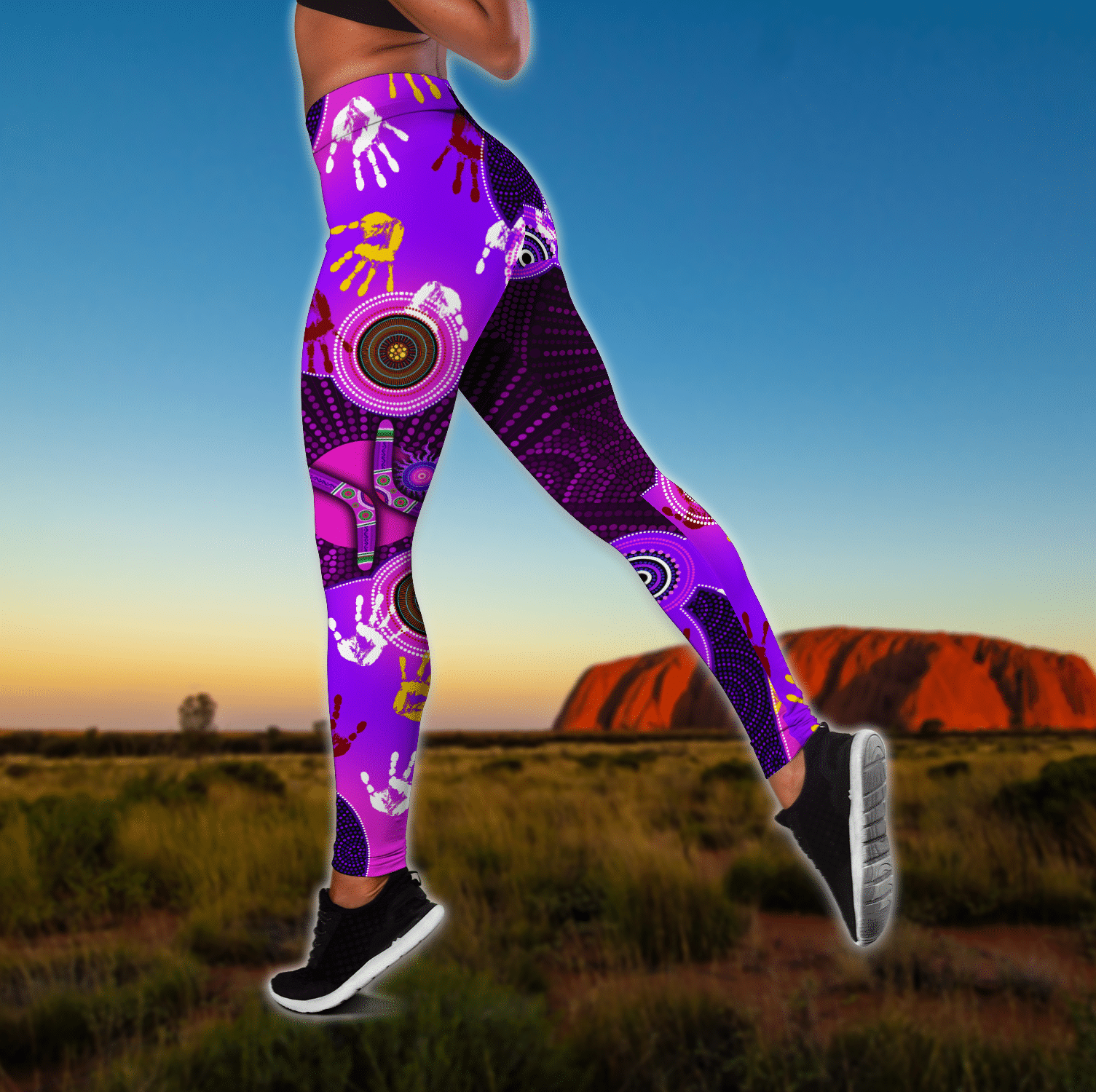 Aboriginal Naidoc Week 2021 Purple Turtle Lizard Sun 3D print combo legging tanktop - Amaze Style�?�