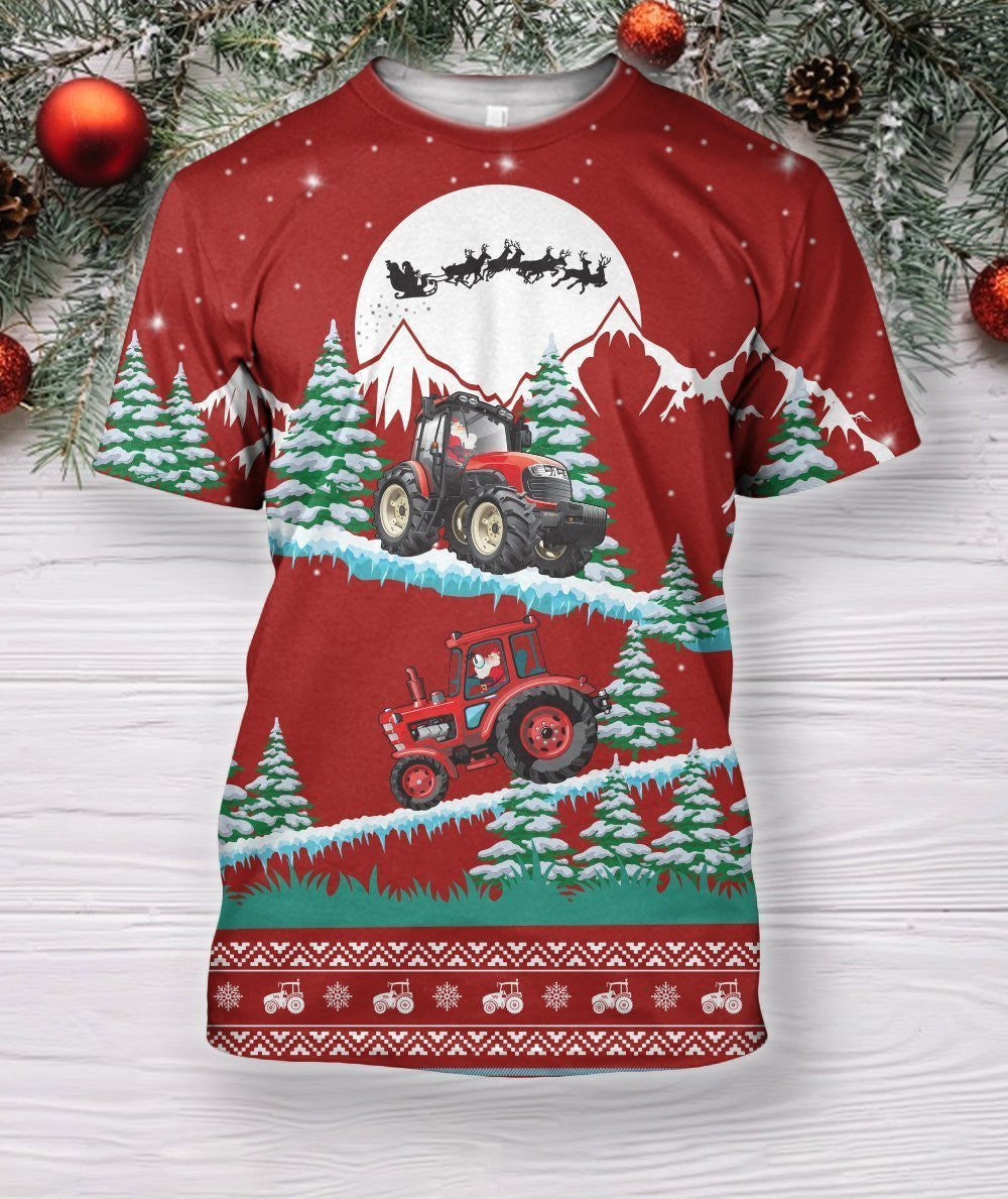 3D All Over Print Christmas Tractor Hoodie - Amaze Style�?�