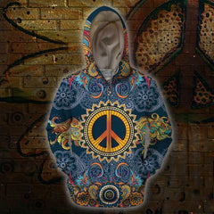 3D All Over Print Blue Hippie Hoodie - Amaze Style�?�