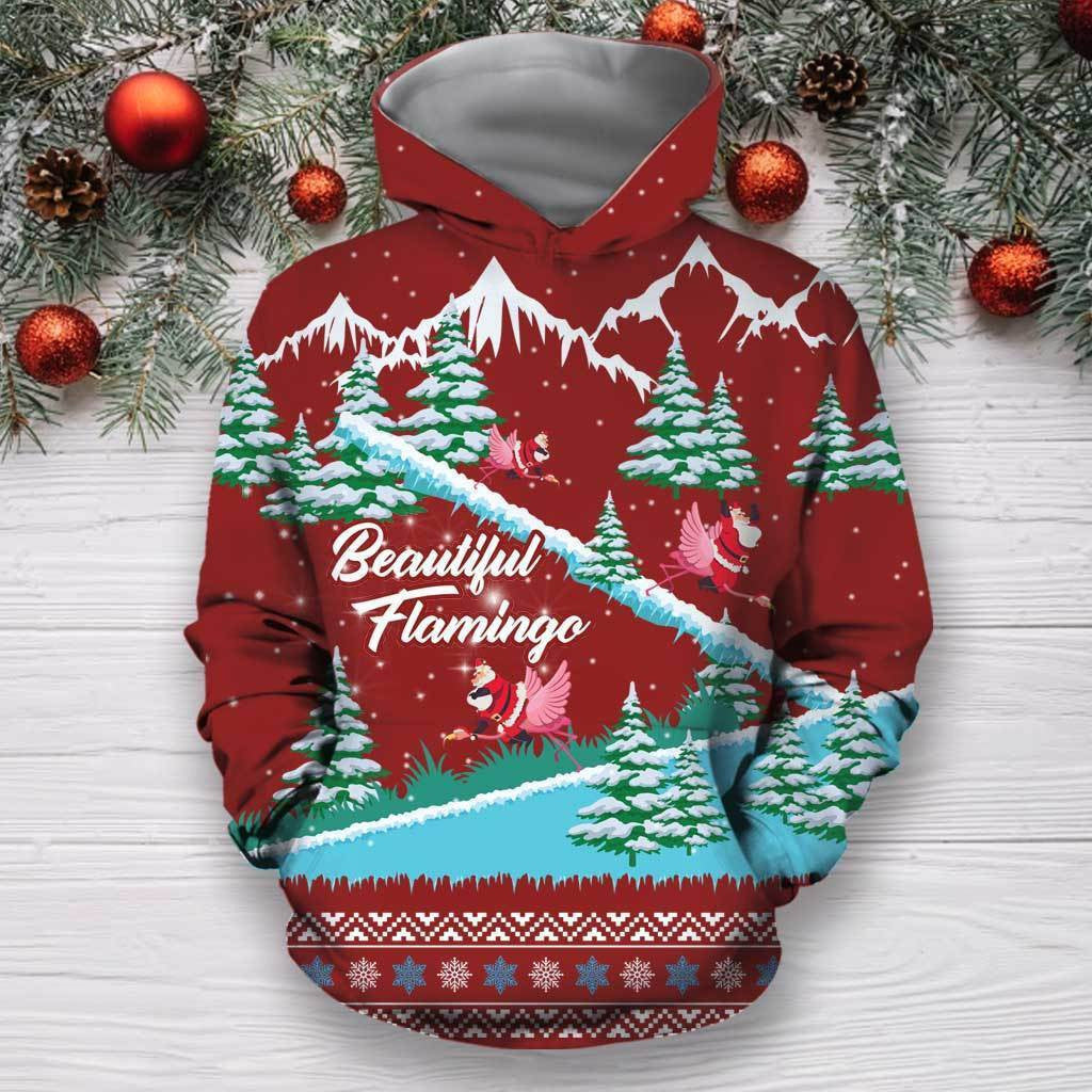 3D All Over Print Flamingo Christmas Hoodie - Amaze Style�?�