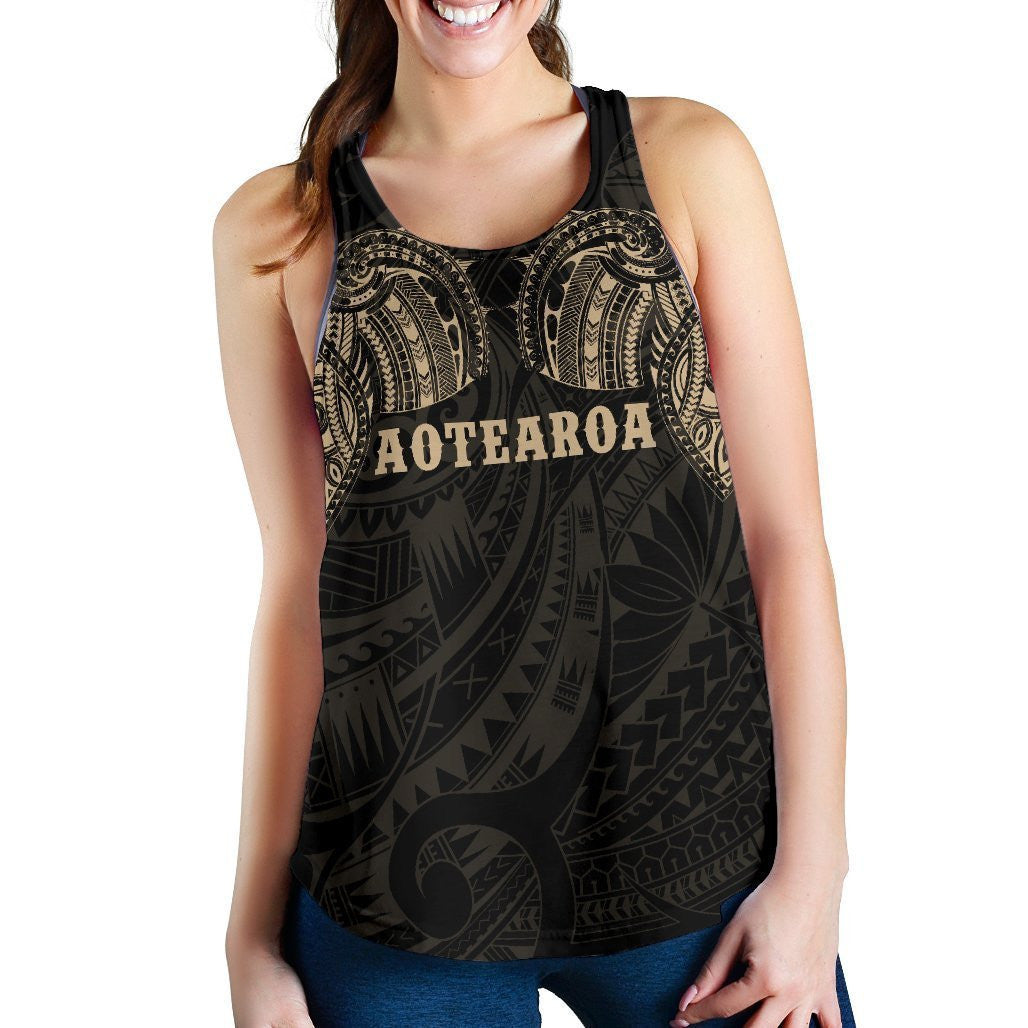 Aotearoa Maori Tattoo Women's Racerback Tank Golden K4 - Amaze Style�?�