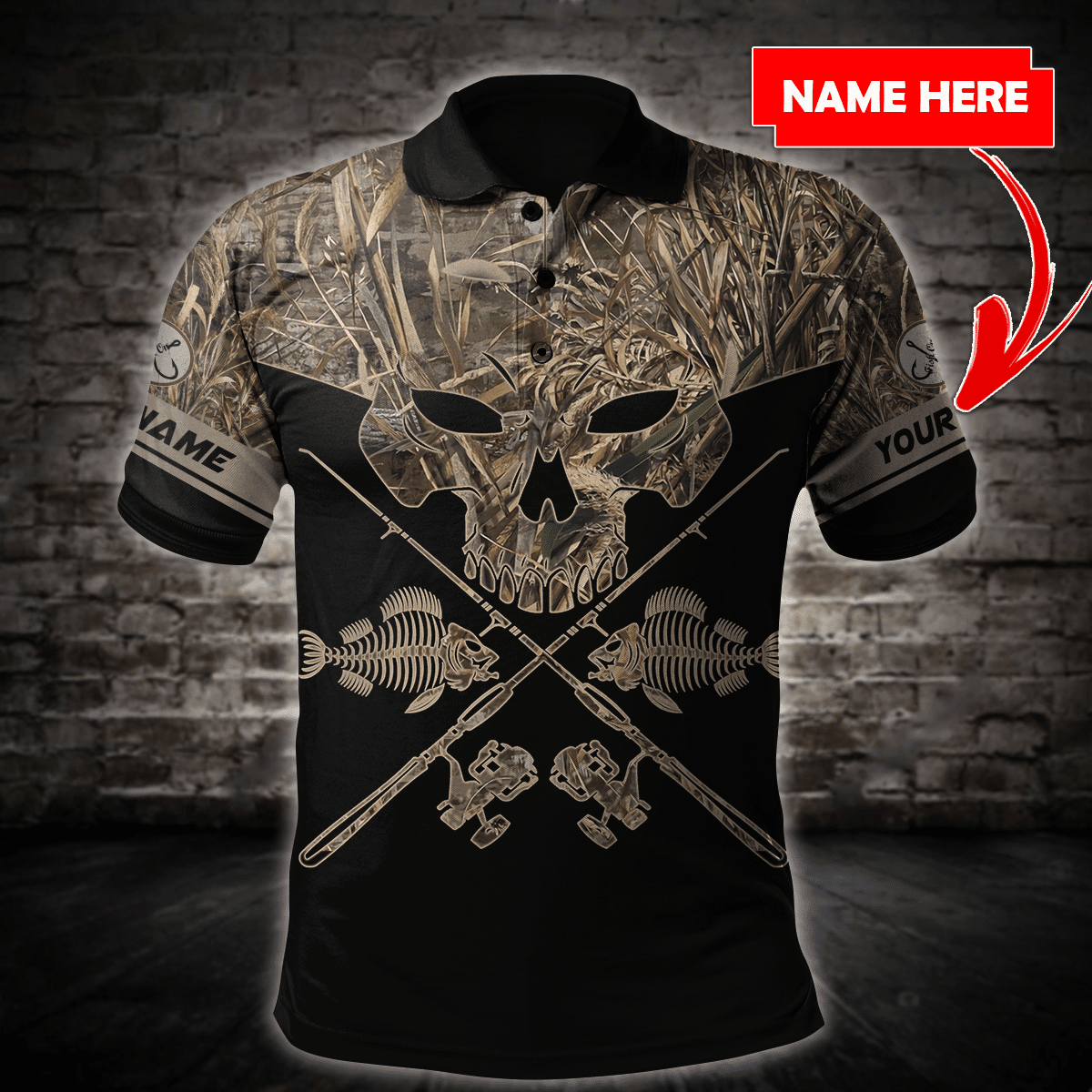 Skull Head Fishing Camo 3D design print shirts - Amaze Style�?�