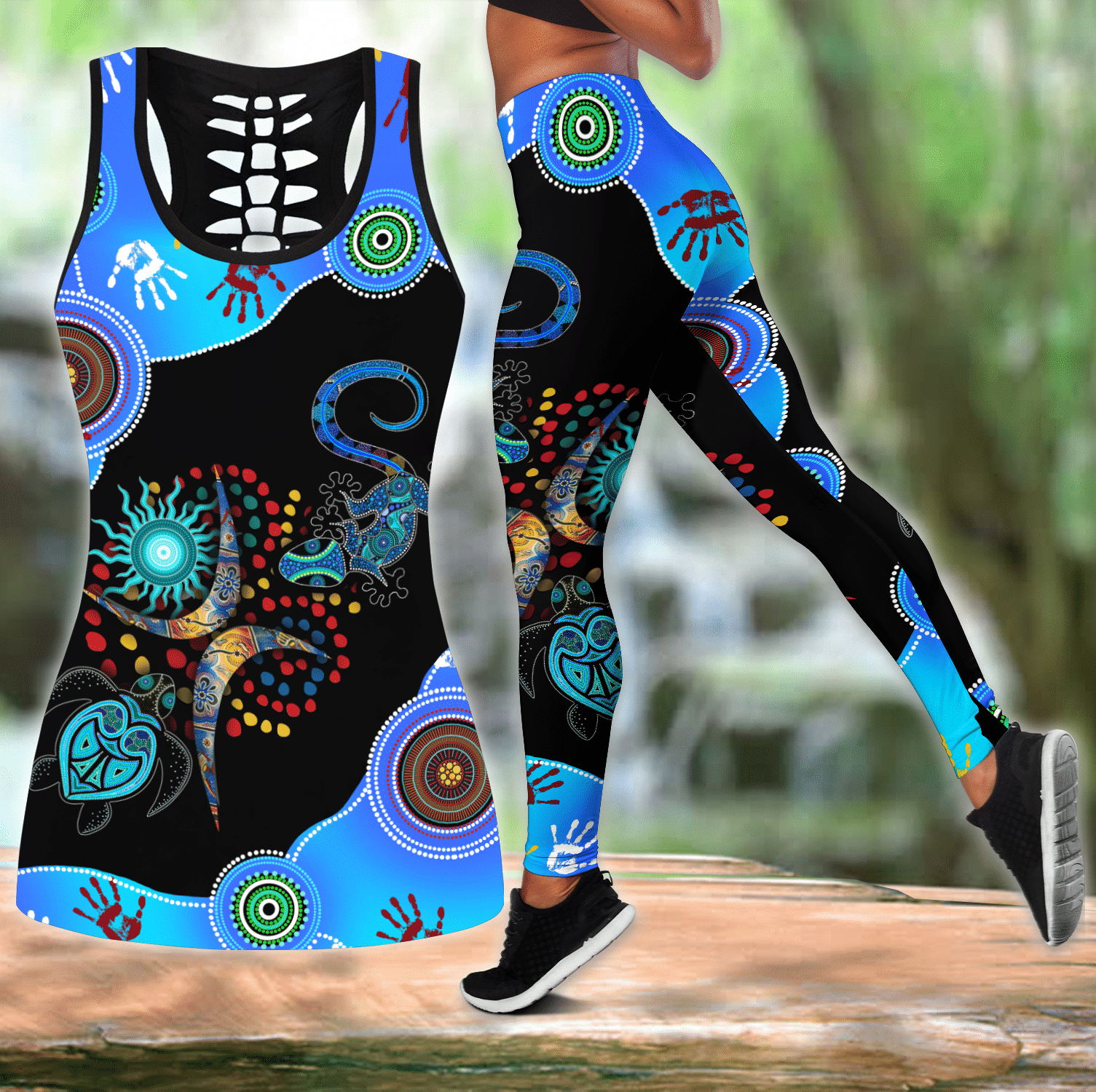 Aboriginal Naidoc Week 2021 Blue Turtle Lizard Combo Legging Tank - Amaze Style�?�