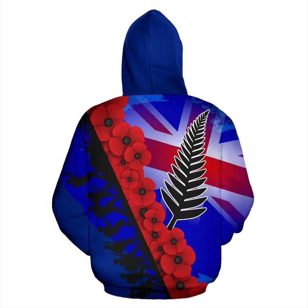 Anzac Lest We Forget Silver Fern Poppy Zip Up Hoodie HC0914 - Amaze Style�?�-Apparel