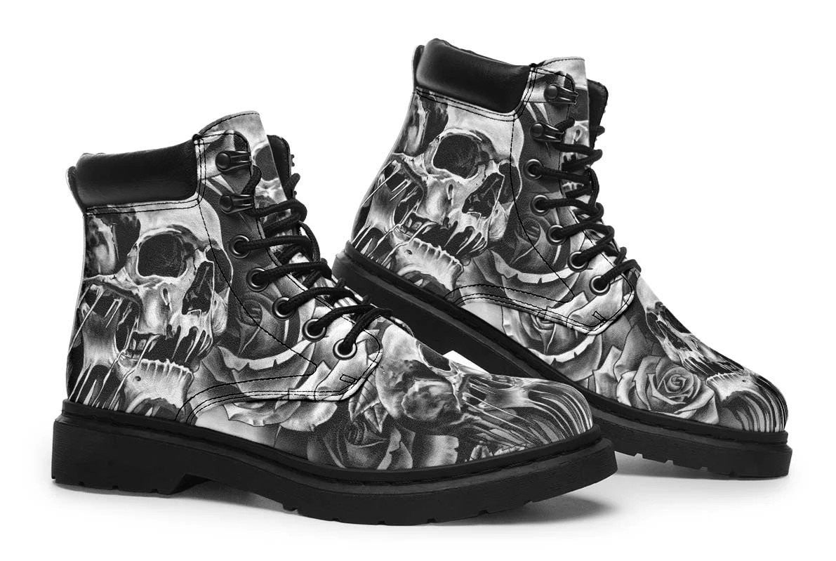 3D Skull Boots Grey Scary Skull - Amaze Style�?�