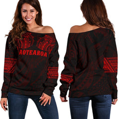 Aotearoa Maori Tattoo Off Shoulder Sweater Red K4 - Amaze Style�?�