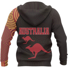 Australia In My Heart Aboriginal Tattoo Kangaroo Hoodie Red - Amaze Style�?�-Apparel