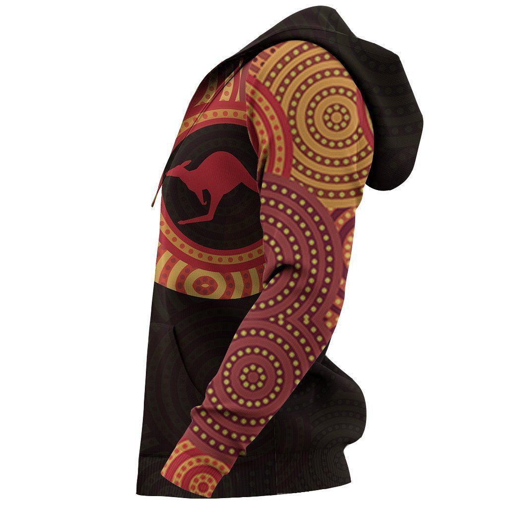 Australia In My Heart Aboriginal Tattoo Kangaroo Hoodie Red - Amaze Style�?�-Apparel