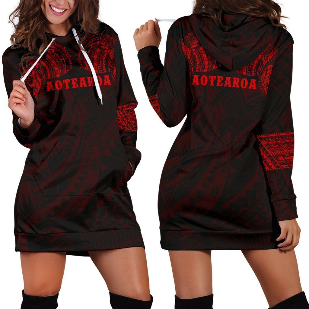 Aotearoa Maori Tattoo Hoodie Dress Red K4 - Amaze Style�?�