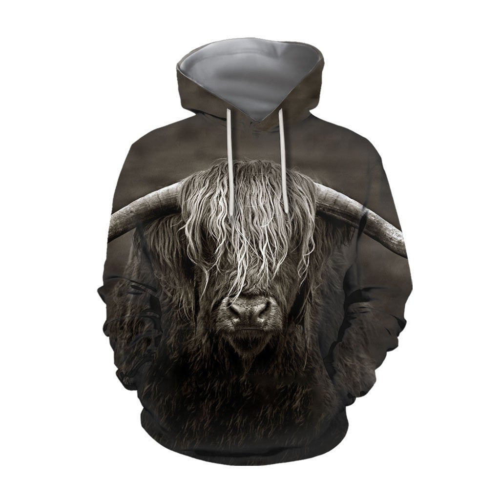 3D All Over Printed Cow Has Long Horns Hoodie - Amaze Style�?�