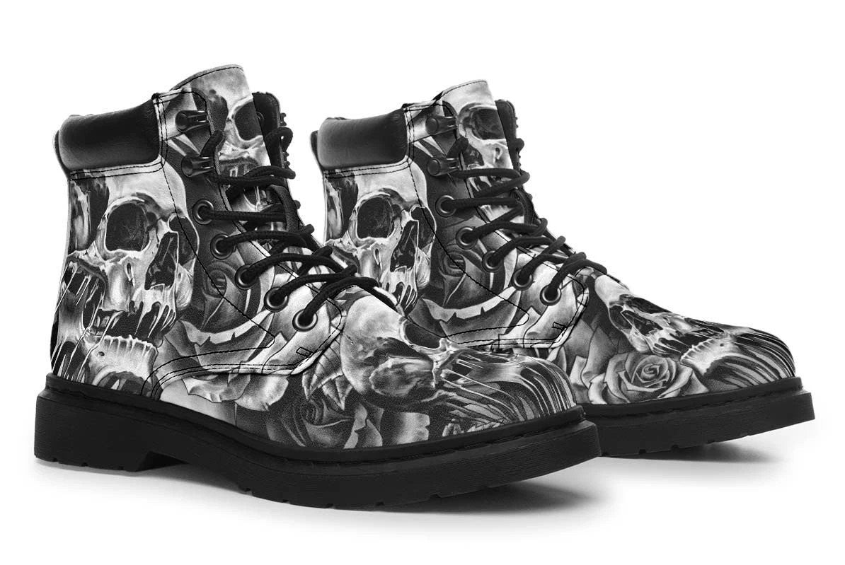 3D Skull Boots Grey Scary Skull - Amaze Style�?�