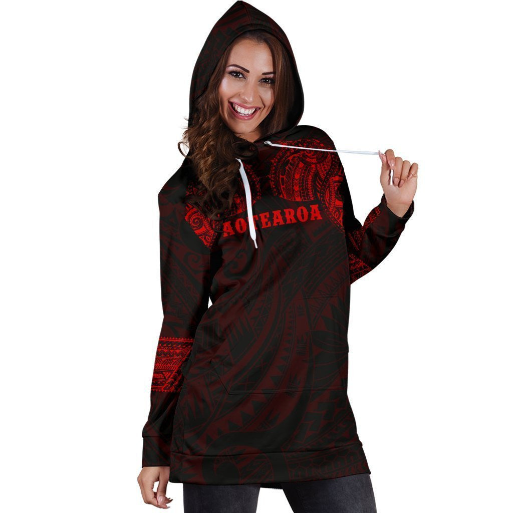 Aotearoa Maori Tattoo Hoodie Dress Red K4 - Amaze Style�?�