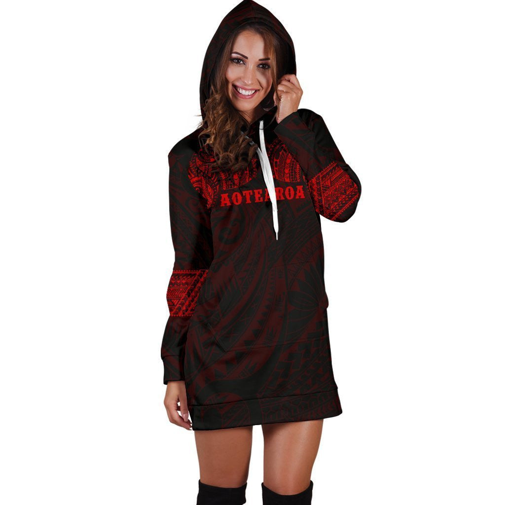 Aotearoa Maori Tattoo Hoodie Dress Red K4 - Amaze Style�?�