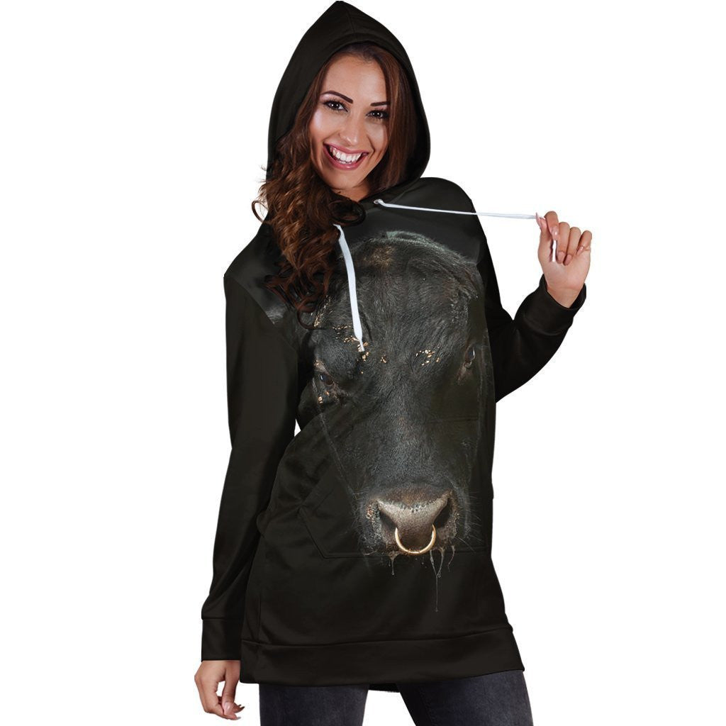 3D All Over Printed Black Cow Hoodie Dress - Amaze Style�?�