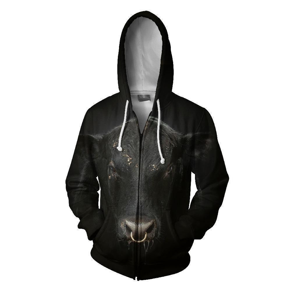 3D All Over Printed Black Cow  Hoodie - Amaze Style�?�