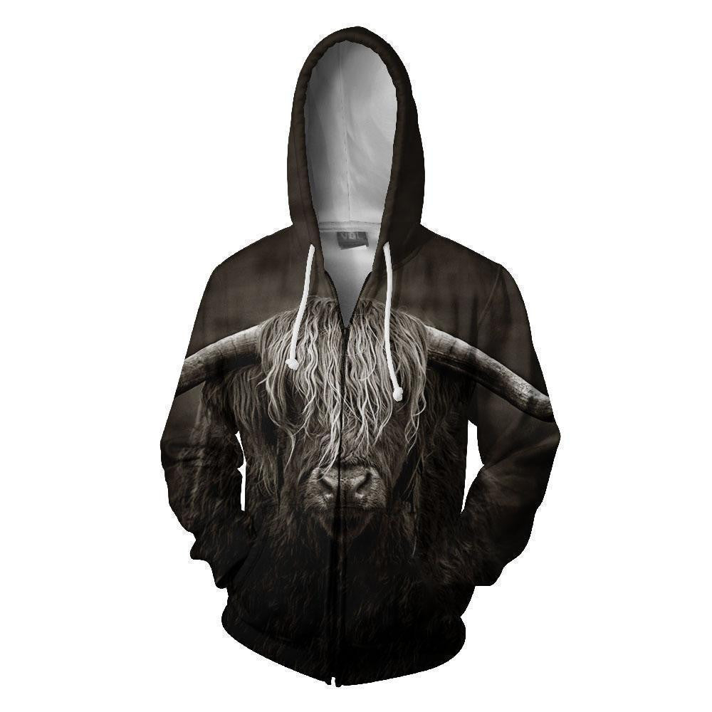 3D All Over Printed Cow Has Long Horns Hoodie - Amaze Style�?�