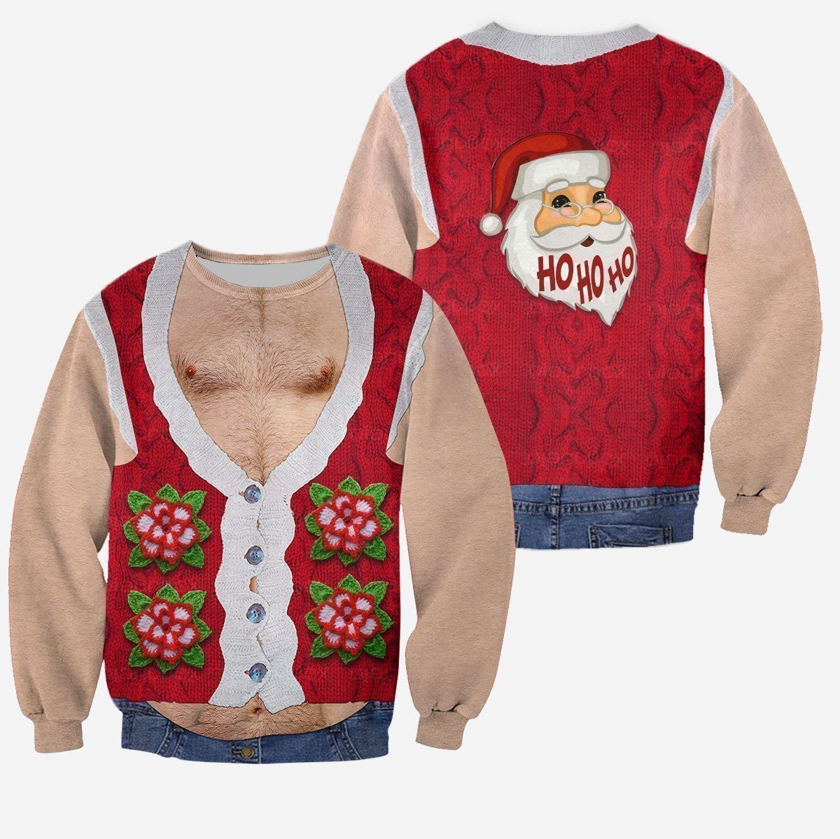 3D All Over Printed Real Men's Hairy Ugly Christmas Shirts and Shorts - Amaze Style�?�