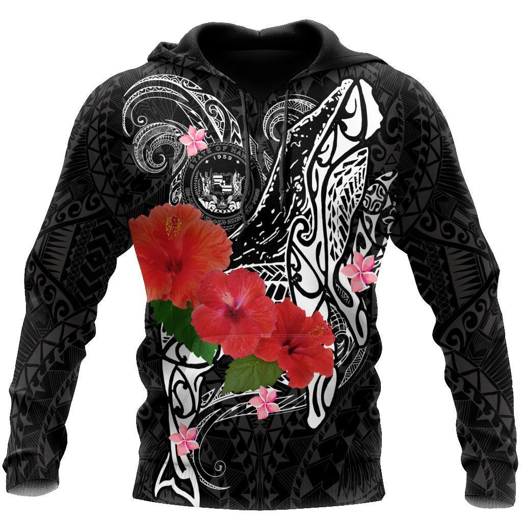 Amazing Humpback Whale with Hibiscus Hoodie-ML - Amaze Style�?�-Apparel