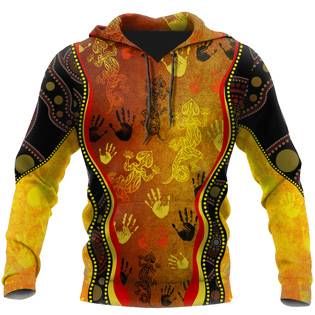 Aboriginal Australia Rock Painting Hand Lizard Art Golden Style shirts for men and women TR2606204S - Amaze Style�?�-Apparel