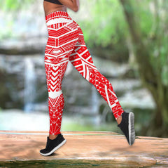 Polynesian Tonga Youthful Dynamic Style White Color Legging & Tank top-ML - Amaze Style�?�-Apparel