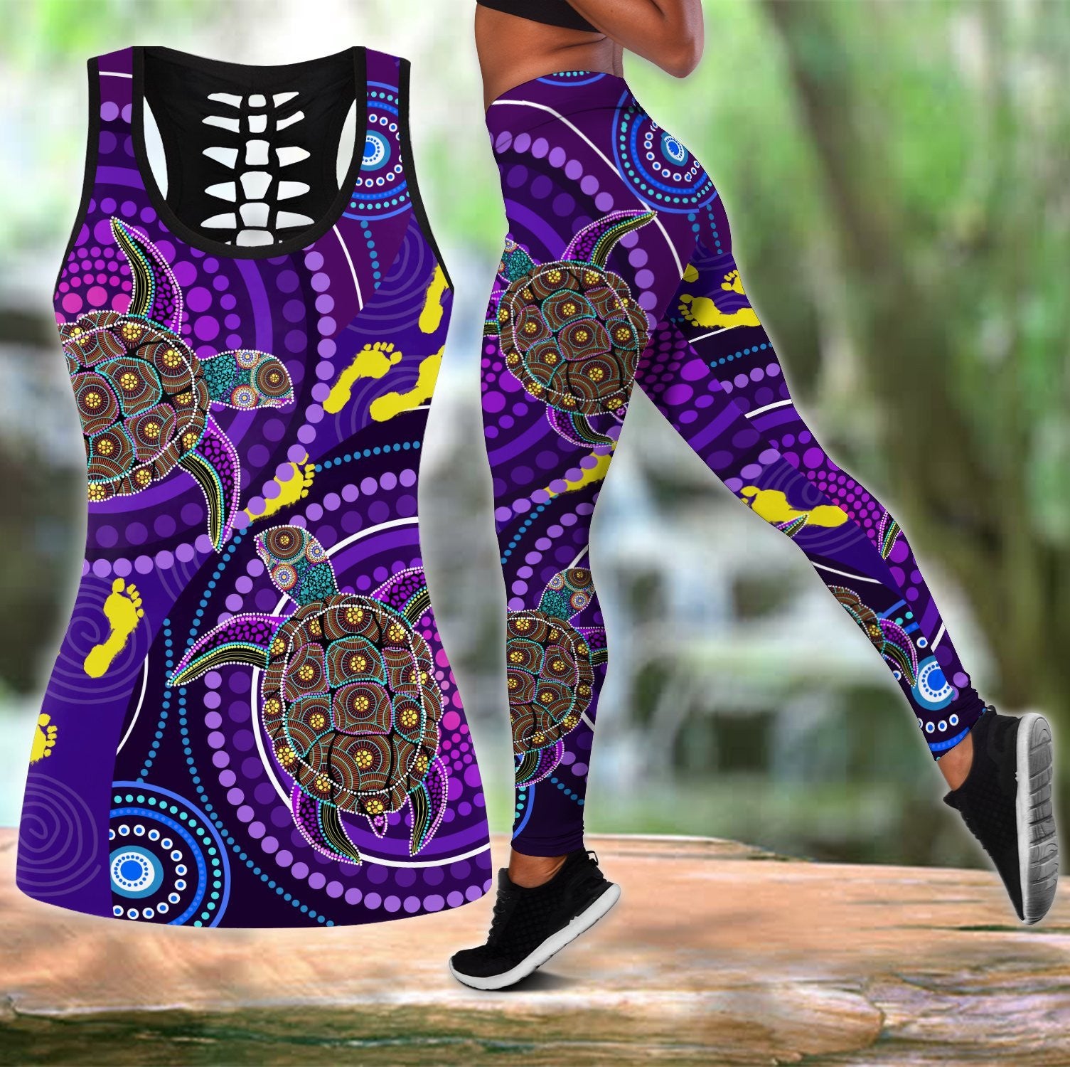 Aboriginal Purple Turtles Indigenous Australia Combo Legging Tank - Amaze Style�?�