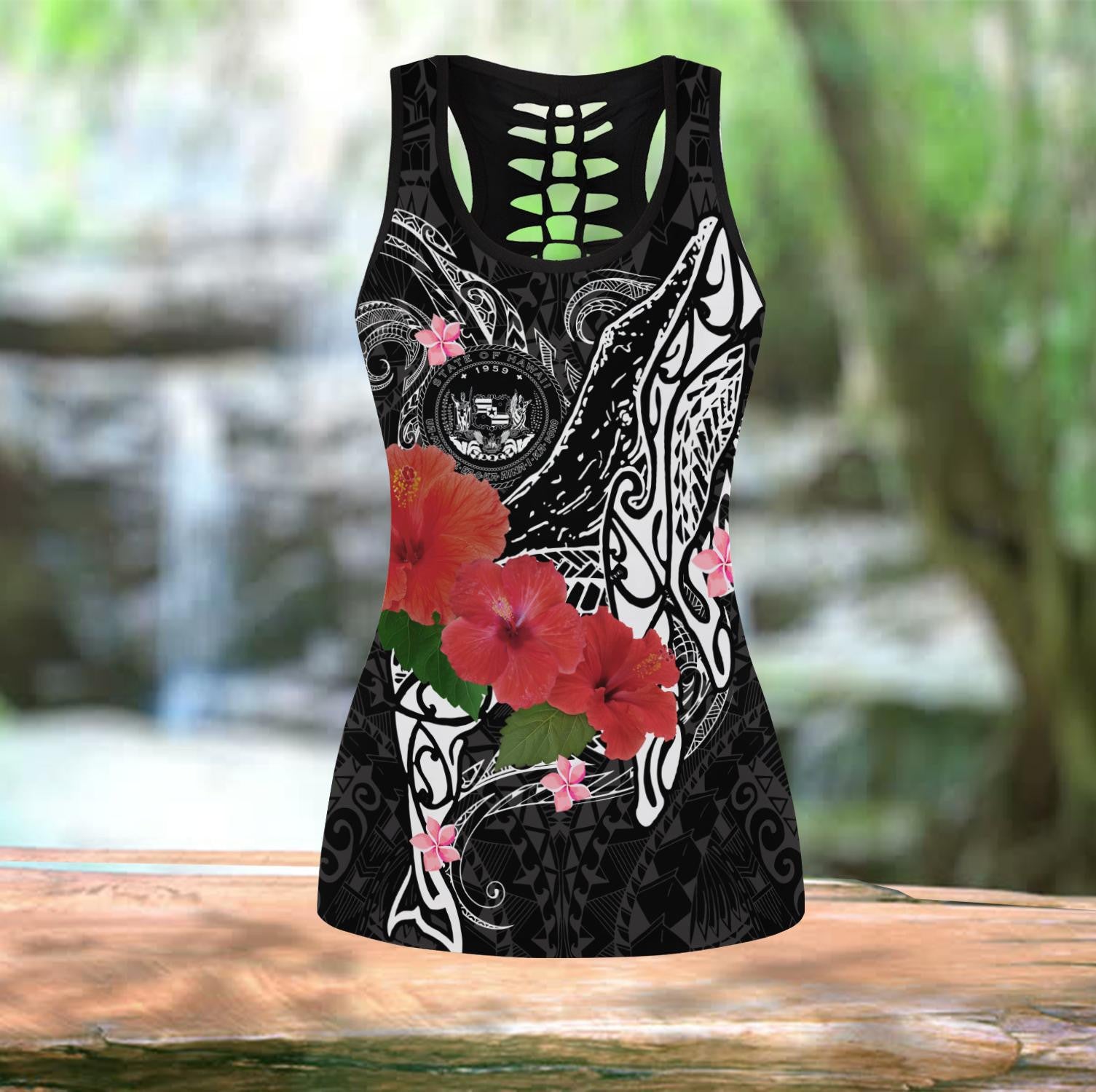 Amazing Humpback Whale with Hibiscus Legging & Tank top-ML - Amaze Style�?�-Apparel