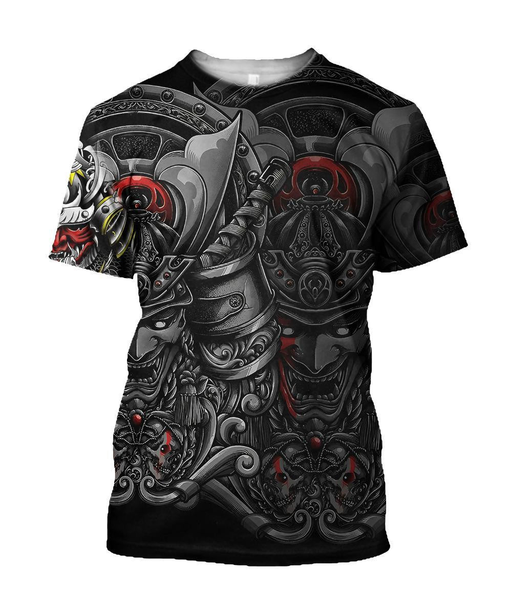 Samurai Helmet Tattoo 3D Over Printed Unisex Hoodie-ML - Amaze Style�?�