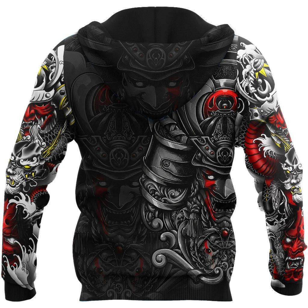 Samurai Helmet Tattoo 3D Over Printed Unisex Hoodie-ML - Amaze Style�?�