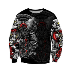 Samurai Helmet Tattoo 3D Over Printed Unisex Hoodie-ML - Amaze Style�?�