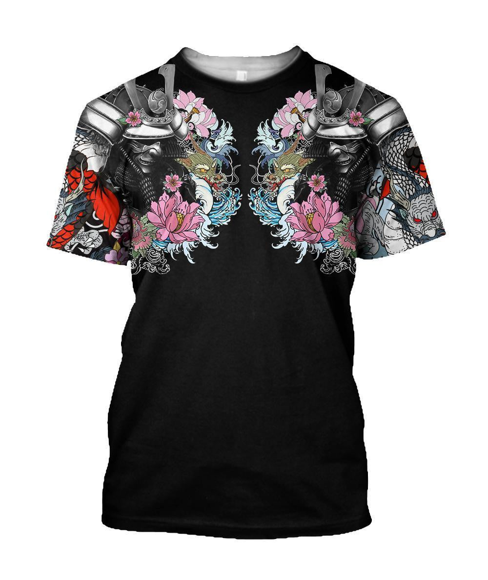 Samurai Oni Mask Tattoo 3D Over Printed Hoodie for Men and Women-ML - Amaze Style�?�