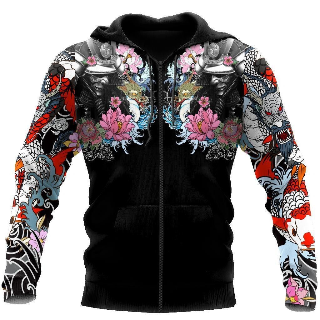 Samurai Oni Mask Tattoo 3D Over Printed Hoodie for Men and Women-ML - Amaze Style�?�